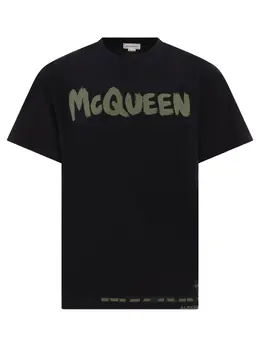 Alexander Mcqueen: Хлопковая футболка  McQueen Graffiti