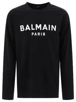 Balmain: Хлопковая футболка  Paris