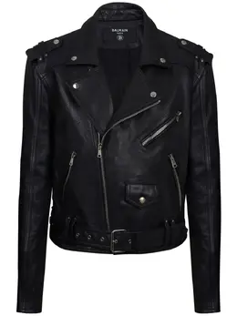Balmain: Кожаная куртка  Biker