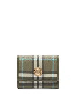 Burberry: Зелёный кошелёк Vintage Check