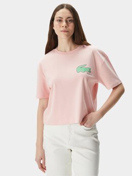 Lacoste: Розовая футболка 