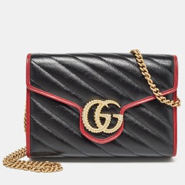 Gucci: Чёрный кошелёк  GG Marmont