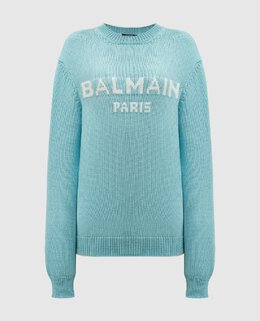 Balmain: Голубой свитер 