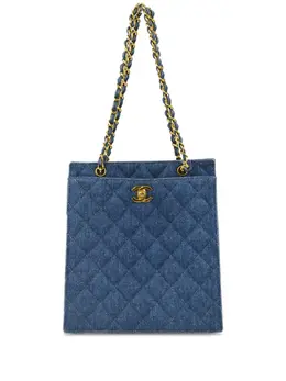 CHANEL Pre-Owned: Голубая сумка-шоппер 