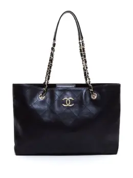 CHANEL Pre-Owned: Чёрная сумка-шоппер 