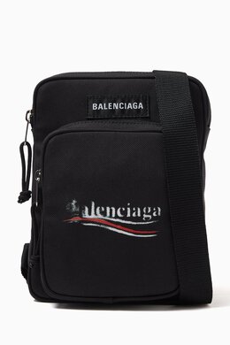 Balenciaga: Чёрная сумка через плечо Explorer