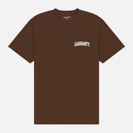 Carhartt WIP: Коричневая футболка  Script