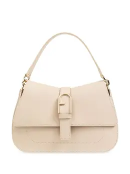 Furla: Бежевая сумка-шоппер 