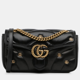 Gucci: Чёрная сумка  GG Marmont