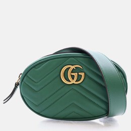 Gucci: Зелёная сумка  GG Marmont