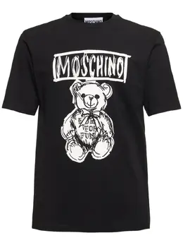 MOSCHINO: Чёрная футболка  Teddy