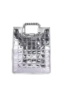 CHANEL Pre-Owned: Серебристая сумка-шоппер 