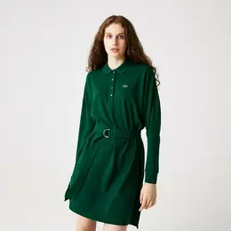 LACOSTE: Зелёное платье 