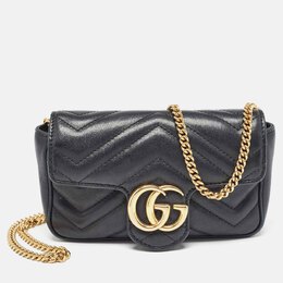 Gucci: Чёрная сумка GG Marmont