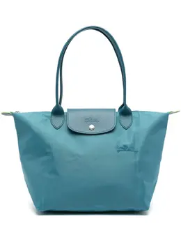 Longchamp: Голубая сумка-шоппер  Le Pliage