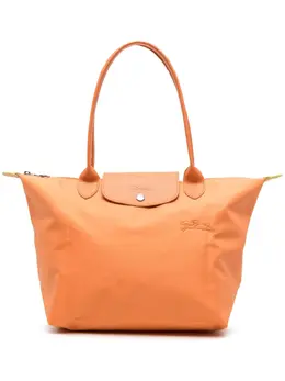 Longchamp: Зелёная сумка-шоппер  Le Pliage Green