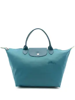 Longchamp: Голубая сумка-шоппер  Le Pliage