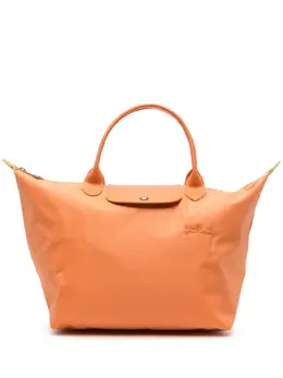 Longchamp: Зелёная сумка-шоппер  Le Pliage Green