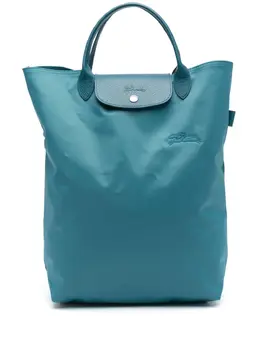 Longchamp: Голубая сумка-шоппер  Le Pliage