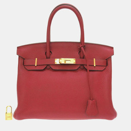 Hermes: Красная сумка-шоппер  Birkin 30