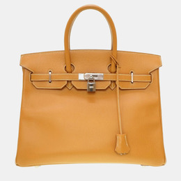 Hermes: Коричневая сумка-шоппер  Birkin 35