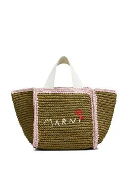 Marni: Зелёная сумка-шоппер 