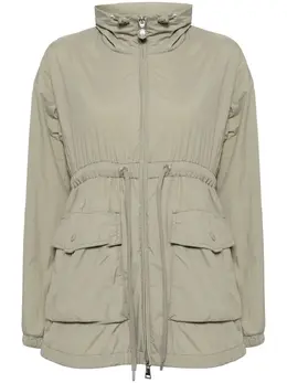Moncler: Зелёный пуховик 