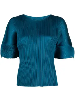 Pleats Please Issey Miyake: Голубой топ 