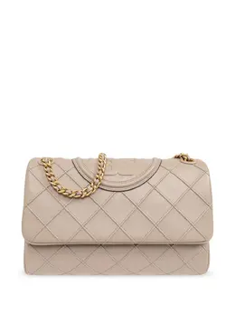 Tory Burch: Бежевая сумка  Fleming