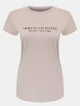 Armani Exchange: Бежевая футболка 