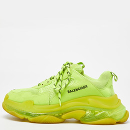 Balenciaga: Зелёные кроссовки  Triple S Clear Sole