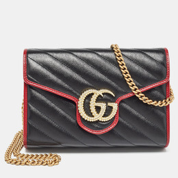 Gucci: Чёрный кошелёк  GG Marmont