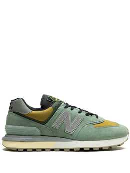 New Balance: Зелёные кроссовки  574