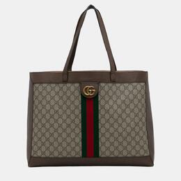 Gucci: Бежевая сумка-шоппер GG Supreme