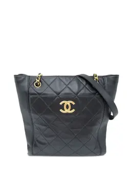 CHANEL Pre-Owned: Чёрная сумка-шоппер 