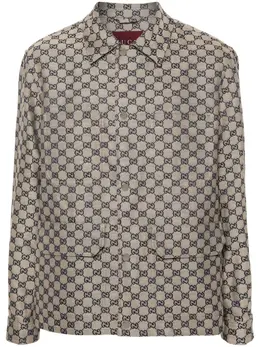 Gucci: Бежевая рубашка  GG