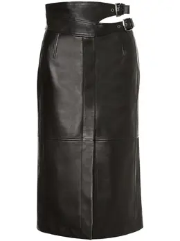Alberta Ferretti: Кожаная юбка 