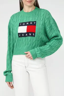 Tommy Jeans: Зелёный свитер 