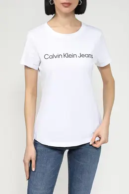 Calvin Klein Jeans: Белая футболка 