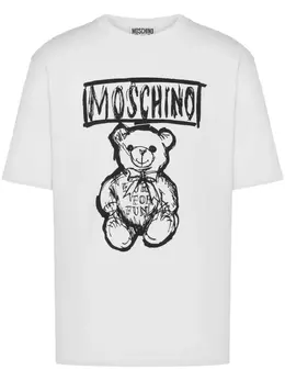 Moschino: Белая футболка  Teddy Bear