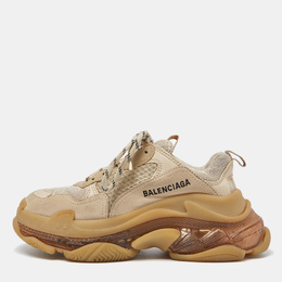 Balenciaga: Бежевые кроссовки  Triple S Clear Sole