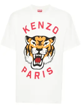 Kenzo: Белая футболка  Tiger