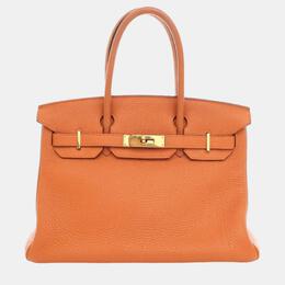 Hermes: Оранжевая сумка-шоппер  Birkin 30