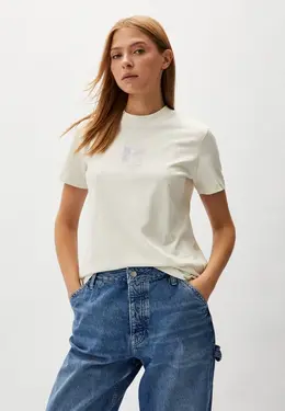 Calvin Klein Jeans: Бежевая футболка 