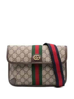Gucci: Коричневая поясная сумка  Ophidia