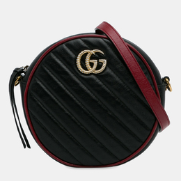 Gucci: Чёрная сумка через плечо  GG Marmont