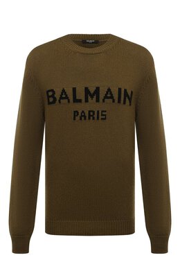 Balmain: Свитер цвета хаки 