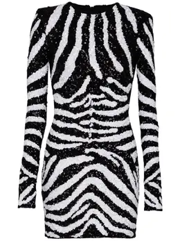 Balmain: Платье с принтом зебры 