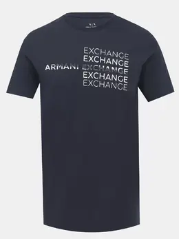 Armani Exchange: Синяя футболка 