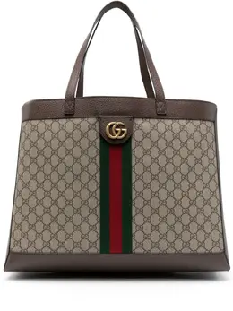 Gucci: Коричневая сумка-шоппер  Ophidia